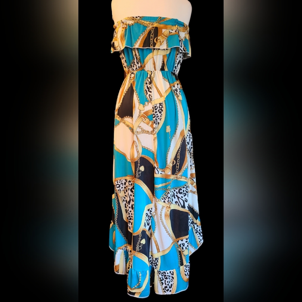 Paradise size L blue/gold dress - Picture 3 of 11